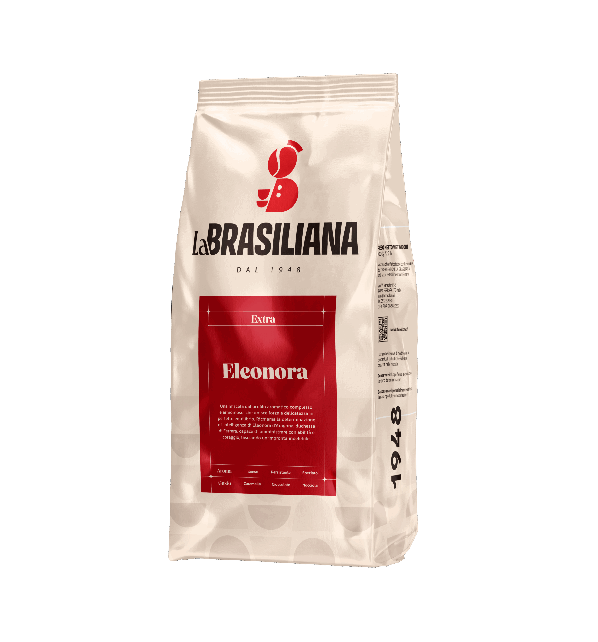 Pacco di caffè in grani Eleonora - Extra marca La Brasiliana da 1 kg
