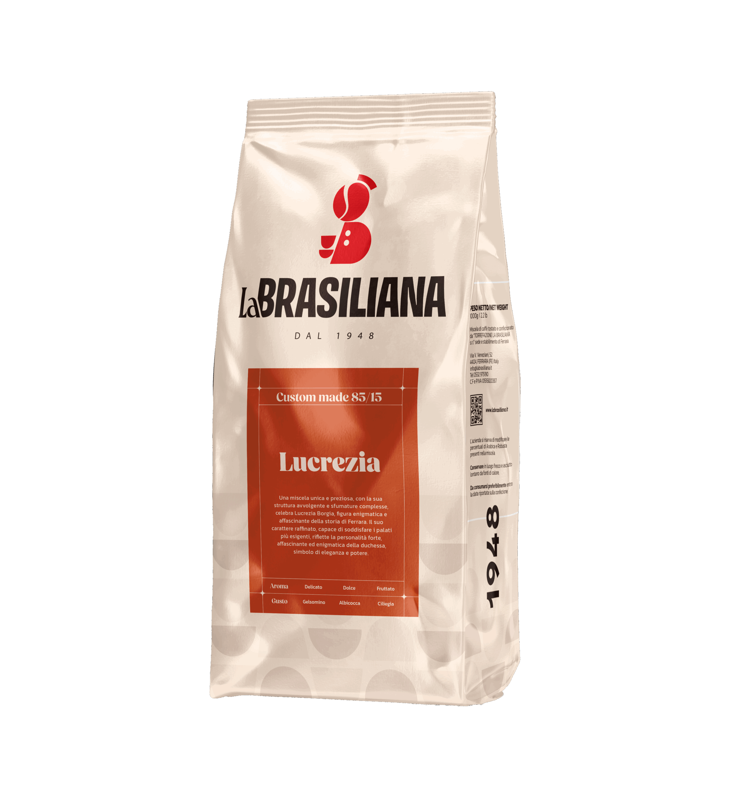 Pacco di caffè in grani Lucrezia - Custom Made marca La Brasiliana da 1 kg