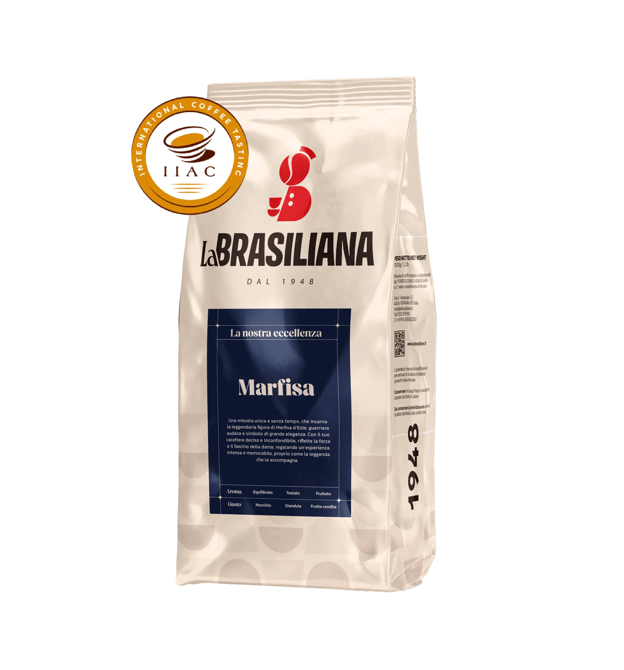 Pacco di caffè in grani Marfisa marca La Brasiliana da 1 kg